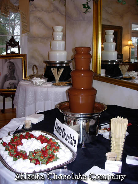Dark Chocolate & White Chocolate Fountains side by side