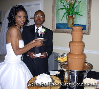 27 inch Milk Chocolate Fountain - Wedding Photo of bride and groom -image
