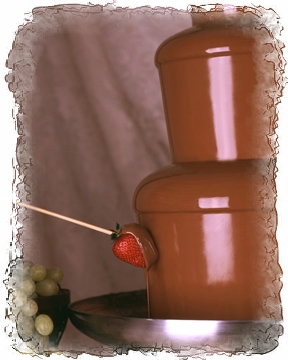 Imagine Belgian Milk Chocolate cascading down over the tiers of your fountain and your guests amazement as they dip their delectable treats...